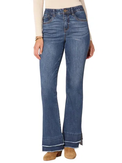 Democracy High Rise Double Layer Hem Jeans In Blue