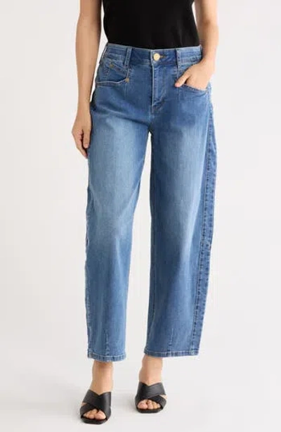 Democracy High Waist Ankle Barrel Leg Jeans In Blue