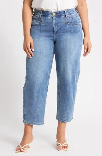 Democracy High Waist Ankle Barrel Leg Jeans In Blue