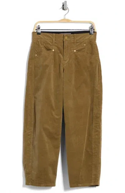 Democracy High Waist Barrel Corduroy Pants In Brown