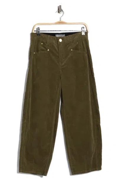 Democracy High Waist Barrel Corduroy Pants In Green