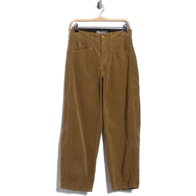 Democracy High Waist Barrel Leg Corduroy Pants In Brown