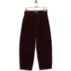 Democracy High Waist Barrel Leg Corduroy Pants In Burgundy