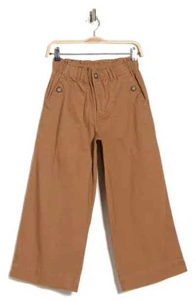 Democracy High Waist Crop Wide Leg Pants In Brown