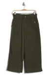Democracy High Waist Crop Wide Leg Pants In Caper