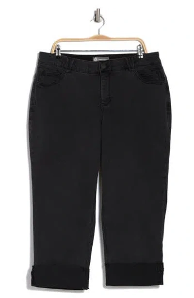 Democracy High Waist Cuffed Boyfriend Jeans In Black