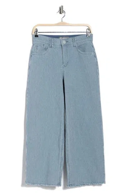 Democracy High Waist Fray Hem Wide Leg Jeans In Blue