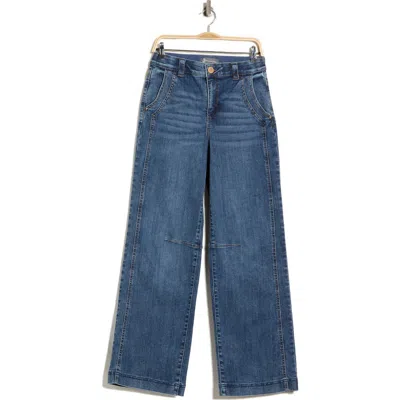 Democracy High Waist Wide Leg Jeans In Mid Blue