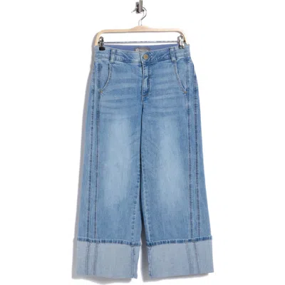 Democracy High Waisted Cuffed Crop Wide Leg Jeans In Blue