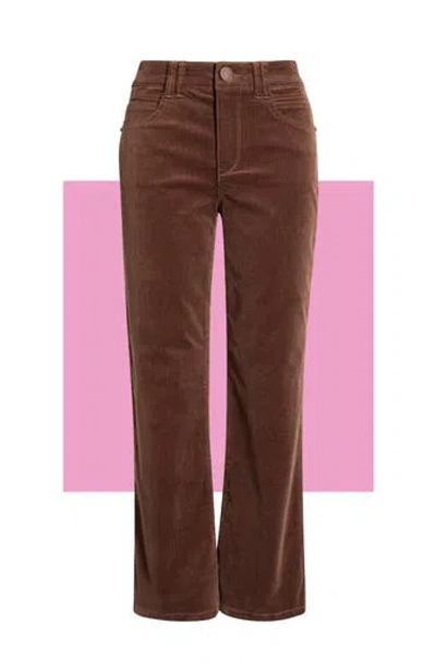 Democracy Itty Bitty Crop Corduroy Flare Pants In Brown