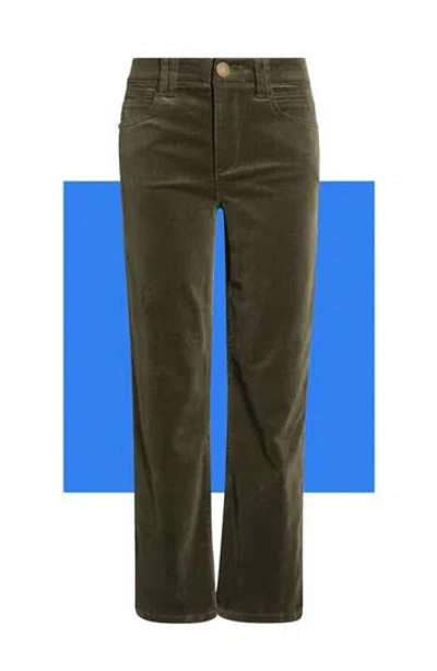 Democracy Itty Bitty Crop Corduroy Flare Pants In Green