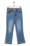 Democracy Frayed Hem Crop Kick Flare Jeans In Mid Blue