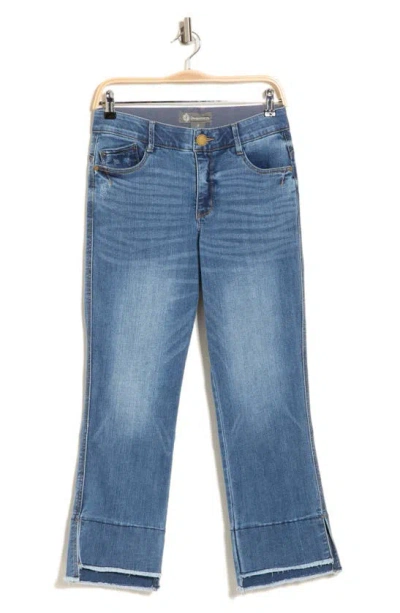Democracy Kick Crop Flare Jeans In Mid Blue