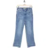 Democracy Kick Flare Double Layer Frayed Cropped Jeans In Mid Blue Artisinal