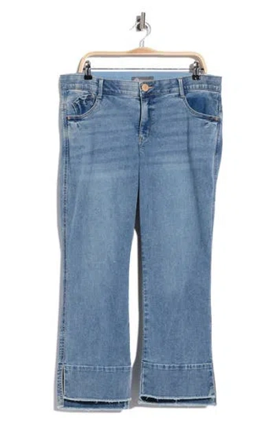 Democracy Kick Flare Step Hem Jeans In Mid Blue Artisinal