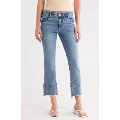 Democracy Kick Flare Step Hem Jeans In Mid Blue Artisinal
