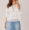 Democracy Lace Peplum Top In White In White