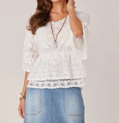 Democracy Lace Peplum Top In White