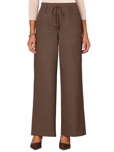 Democracy Leisure High Rise Patch Pocket Paneled Wide Leg Pants In Olive Espresso In Brown
