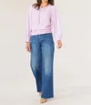 DEMOCRACY LONG PUFF BLOUSON SLEEVE KNIT TOP IN HEATHER ORCHID
