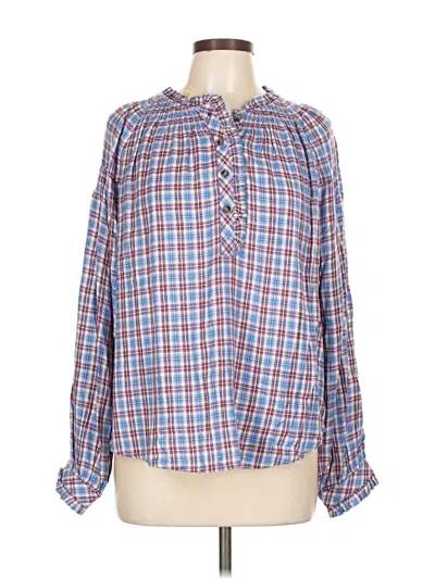 Pre-owned Democracy Long Sleeve Blouse In Blue