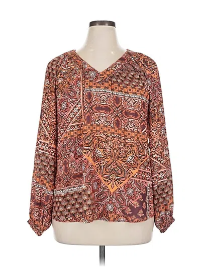 Pre-owned Democracy Long Sleeve Blouse In Brown