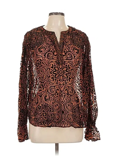 Pre-owned Democracy Long Sleeve Blouse In Brown