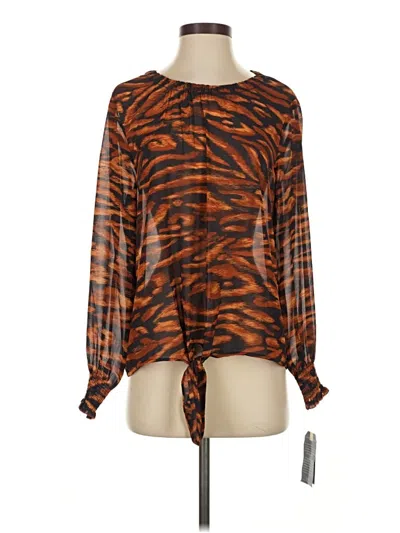 Pre-owned Democracy Long Sleeve Blouse In Brown