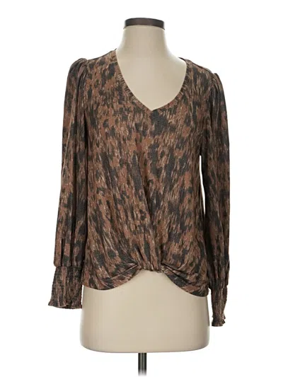 Pre-owned Democracy Long Sleeve Blouse In Brown