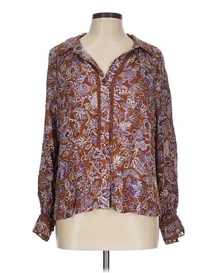 Pre-owned Democracy Long Sleeve Blouse In Brown
