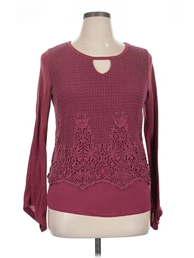 Pre-owned Democracy Long Sleeve Blouse In Burgundy