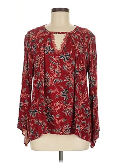 Pre-owned Democracy Long Sleeve Blouse In Burgundy