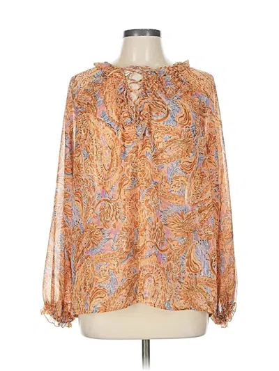 Pre-owned Democracy Long Sleeve Blouse In Orange