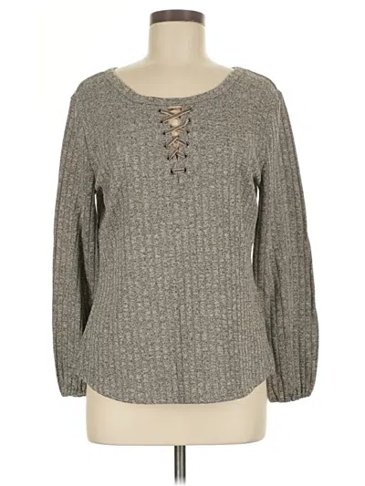 Pre-owned Democracy Long Sleeve Henley Shirt In Gray