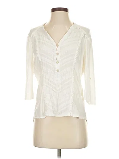 Pre-owned Democracy Long Sleeve Henley Shirt In White