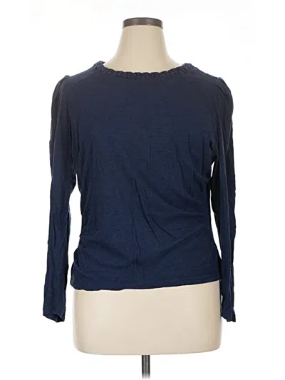 Pre-owned Democracy Long Sleeve Top Blue Crew Neck Tops