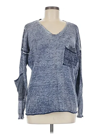 Pre-owned Democracy Long Sleeve Top Blue V Neck Tops