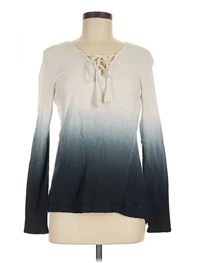 Pre-owned Democracy Long Sleeve Top Gray Keyhole Neckline Tops
