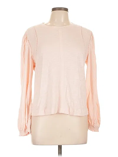 Pre-owned Democracy Long Sleeve Top Pink Crew Neck Tops
