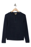 Democracy Long Sleeve Twofer Rib Knit Top In Blue