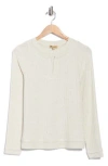 Democracy Long Sleeve Twofer Rib Knit Top In White