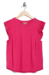 Democracy Mix Media Plissé Sleeve T-shirt In Pink