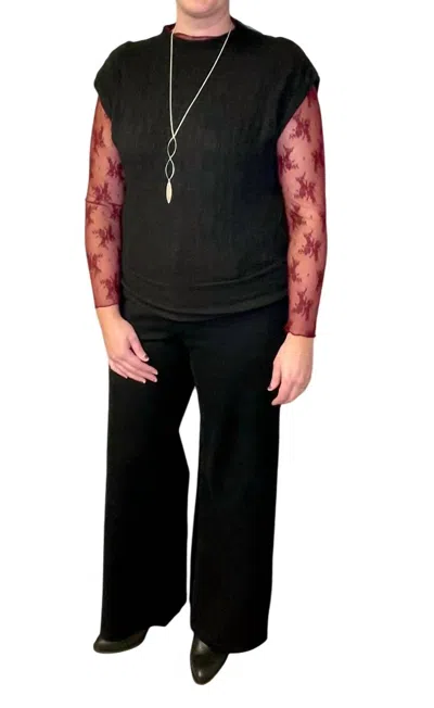 Democracy Mock Neck Knit Top In Black