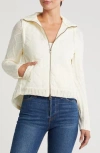 Democracy Mock Neck Quilted Two-fer Jacket In Natural