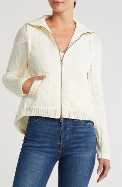 Democracy Mock Neck Quilted Two-fer Jacket In Natural