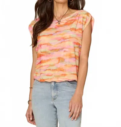 Democracy Multi Extended Shoulder Boat Neck Top In Winter Melon/sea Grass