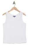 Democracy Notched Scoop Neck Tank Top In White