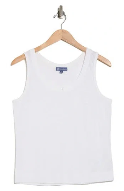 Democracy Notched Scoop Neck Tank Top In White