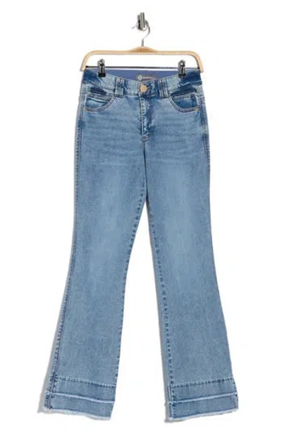 Democracy Out There Double Layered Fray Flare Jeans In Blue