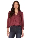 Democracy Petite 3/4 Sleeve Blouson Top In Burgundy